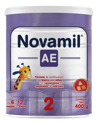 Leche de fórmula en polvo Genomma Lab Novamil AE 2 en lata de 1 de 400g - 6  a 12 meses
