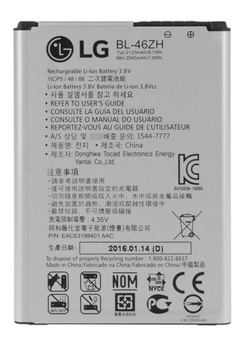 Bateria Pila LG K330 D213 H340 L33 X210 Ms330 Bl46zh Origina