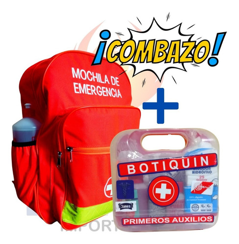 Mochila De Emergencia 30l Con Cinta Reflectiva + Botiquín