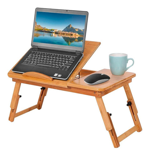 Mesa Bandeja Multiuso Notebook Desayuno Cama Madera Bambu