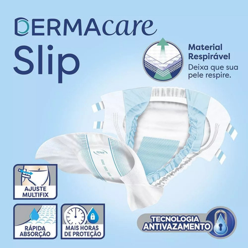 Kit 2 Fraldas Geriátrica Tena Dermacare Slip Jumbo 16 Und.