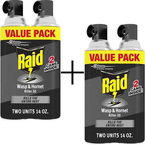 4 Pack Raid Wasp & Hornet Insect Killer 66.28 Oz. 