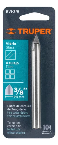 Brocas Para Vidrio Y Azulejo Largo 3 Diámetro 3/8 Truper