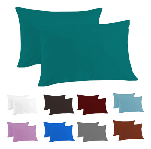 Set 2 Fundas Almohada 1800 Egipician Soft Estandar Colidream Jade Liso
