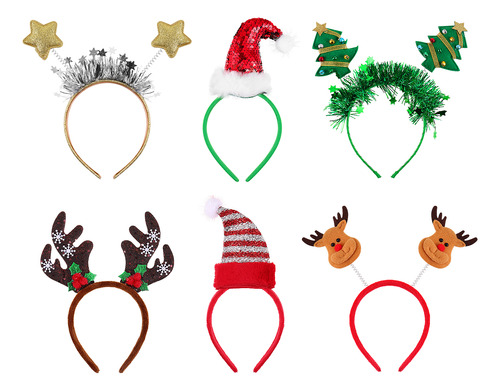 Diademas Navideñas Con Lentejuelas, 6 Unidades, Accesorios P