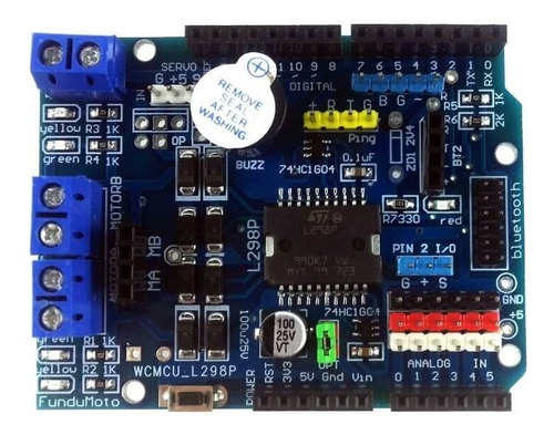 Imagen 2 de 5 de Shield Para Motores L298p Arduino Control Velocidad Puente H
