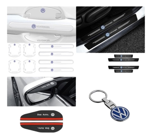 Combo Volkswagen Protector Zocalo Pta Picap Visera Llavero 