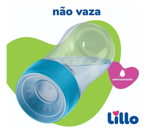 Copo Anti Vazamento Infantil 360° Evolution 300ml Azul Lillo