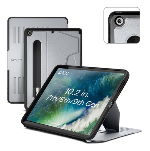 Funda Para iPad De 10.2  7ª/8ª/9ª Gen Soporte Lapiz Gris