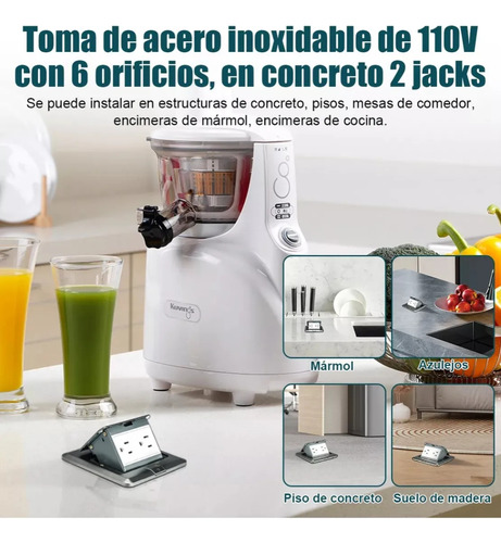 Oraab 2 Tomas Emergentes De Suelo Tipo Empotrado, Caja Oculta De Enchufe Con Tapa Abatible, Ideal Para Encimeras En Hogares Y Oficinas, Diseño Discreto Y Funcional Para Múltiples Usos Eléctricos