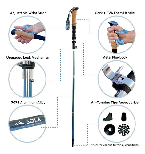 Polos De Trekking De Sola Postes De Senderismo Plegables De