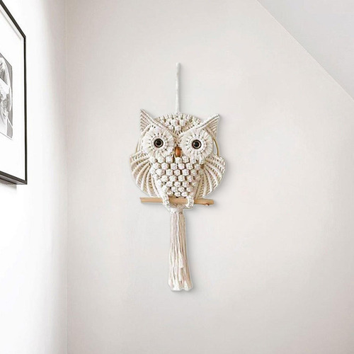 Tapiz Bohemio De Macramé Con Forma De Búho Para 50x20cm