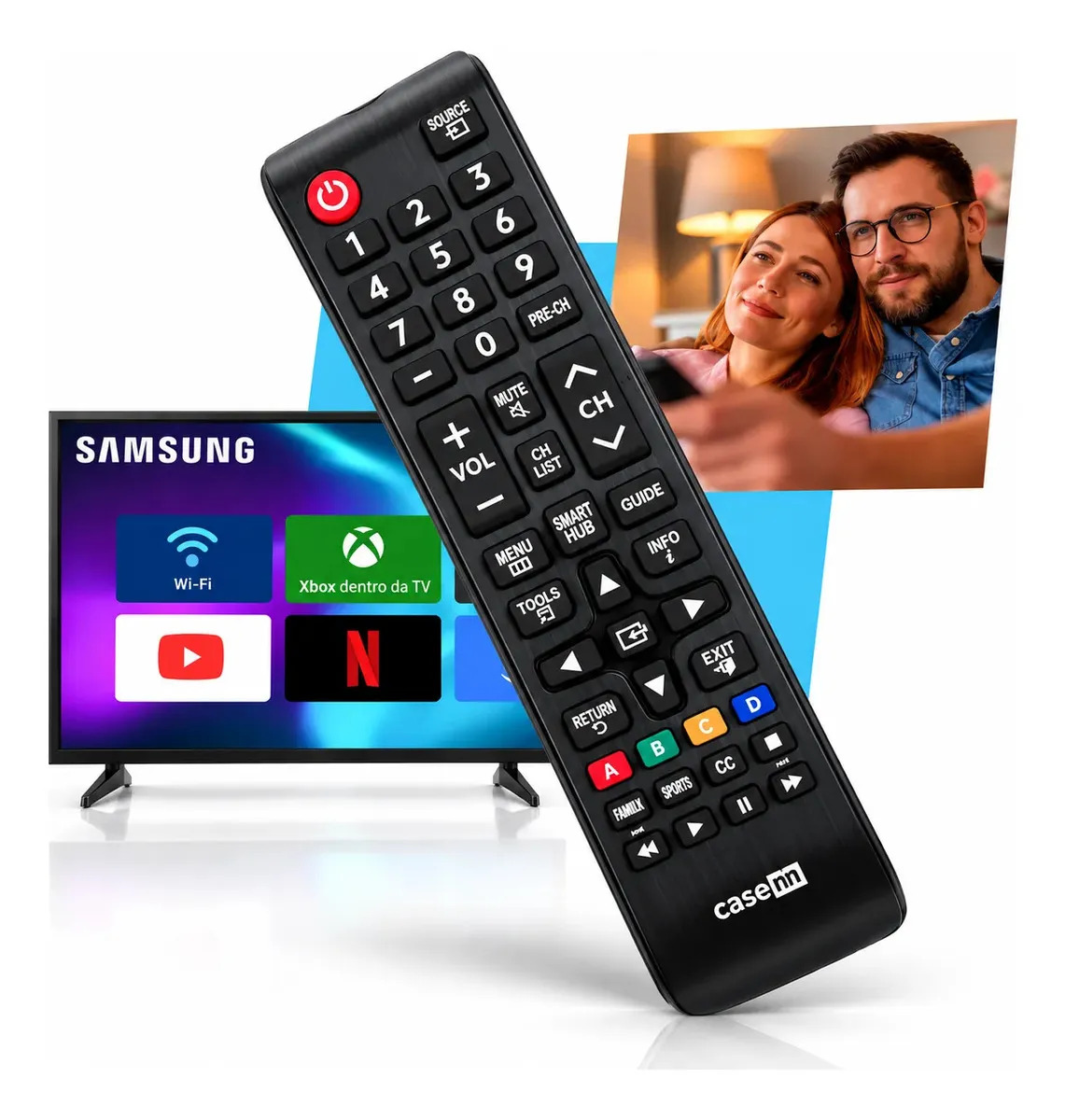 Controle Remoto Para Tv Samsung 4k Lcd Led Plasma Teclas Smart Hub E Futebol Acompanha Pilhas Brinde Substituição Instantânea Sem Programação Compatível TV Samsung 4K LCD LED PLASM