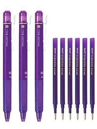 Boligrafos Pilot, Punta Extrafina/juego De 3/tinta Violeta