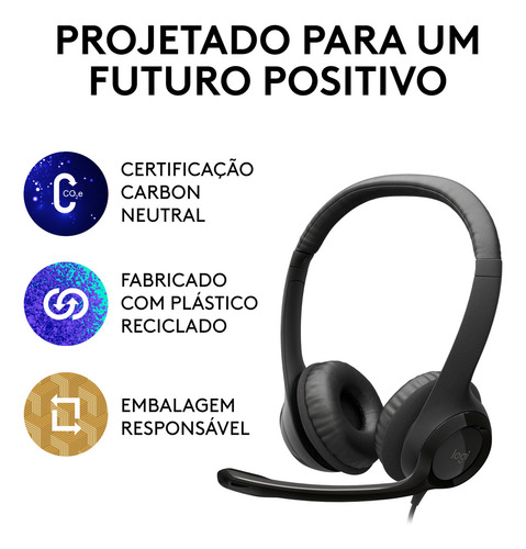 Headset Com Fio Usb Logitech H390 Preto