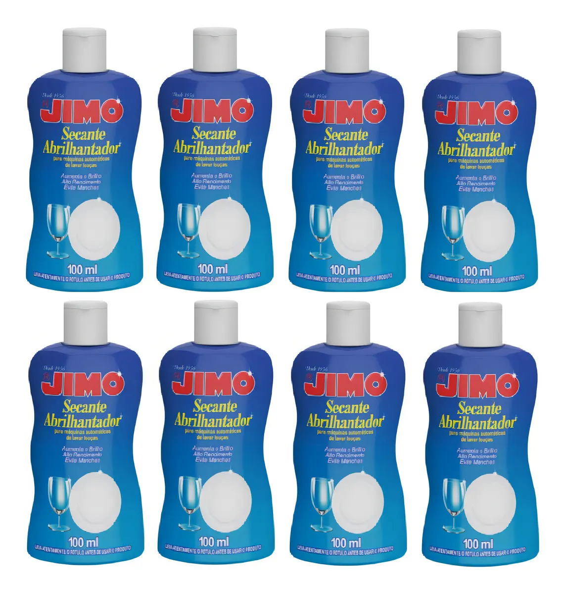 Kit 8un Jimo Secante Abrilhantador Máquina Lava Louça 100ml