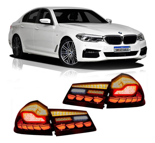 Par Lanterna Led Bmw Série 5 G30 G38 Vermelho Vo6
