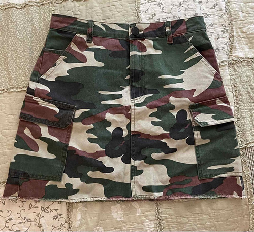 Pollera Cargo Camuflada Complot Talle 28 Impecable