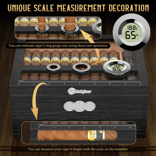 Caja Humidora De Cigarrillos Lihtun Con Higrometro Digital
