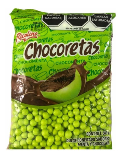 Chocoretas 500g Ricolino Sabor Menta Y Chocolate Confitado