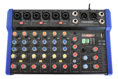 Consola Mixer 8 Canales-usb 99 Efectos Bluetooth Mx8 Moon