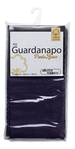 Kit 2 Guardanapos Com Ponto Ajour 100% Algodao Azul Marinho