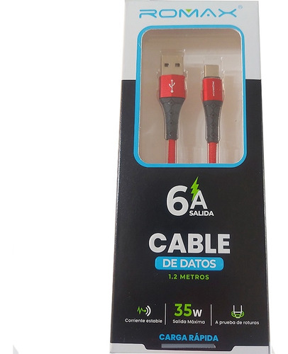 Cable De Datos Usb A Tipo C - Carga Rápida 6a - Rojo