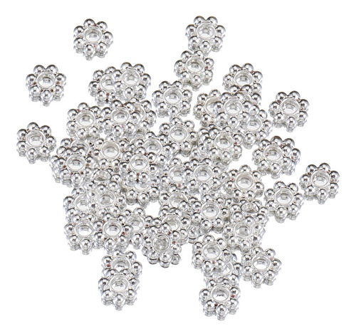 200x Cuentas Espaciadoras De Copos De Nieve, Kit De Plata