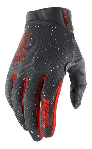 Luva 100% Ridefit Cinza Vermelho Motocross Trilha Moutainbik