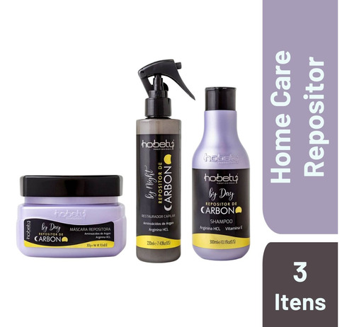 Kit Repositor Carbono By Night220ml+máscara300g+shampoo300ml