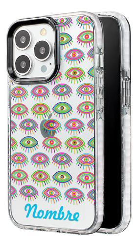 Funda Para iPhone Ojo Turco Colores Personalizada Con Nombre