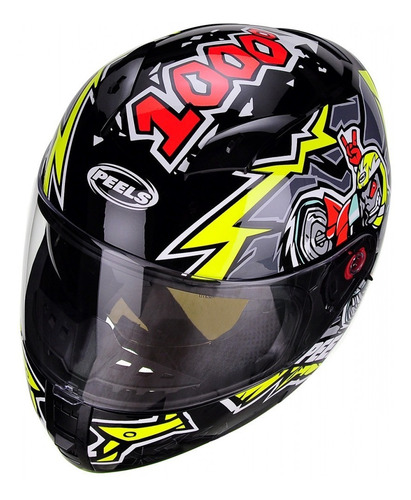 Imagem 3 de 4 de Capacete Moto Original Peels Icon Mil Grau Preto Brilhante