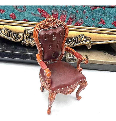 Silla Para Casa De Muñecas A Escala 1:12, Marrón Oscuro