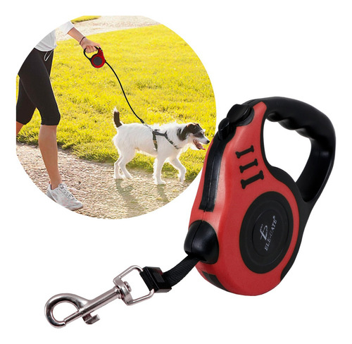 Correa Para Perros Chicos Y Medianos Retráctil 3m Resistente Color Rojo