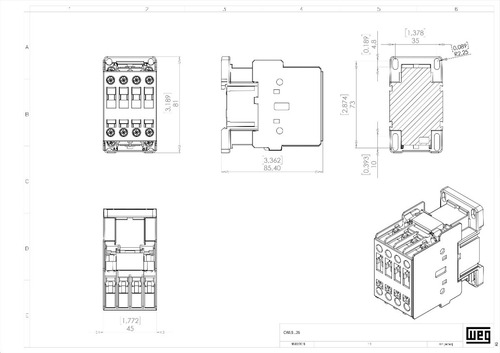 Imagem 2 de 3 de Contator Tripolar 12a 1na 220v Cwl Weg