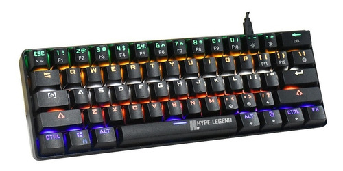 Imagen 2 de 3 de Teclado gamer Hype Legend Rebel QWERTY Outemu Blue inglés US color negro con luz RGB