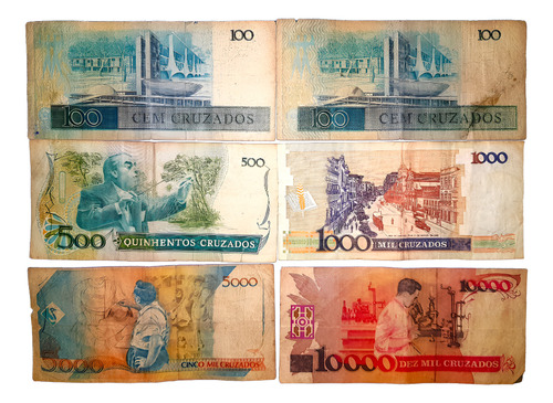 Brasil 6 Billetes Distintos Valores De Cruzados. Descripción (Usado)