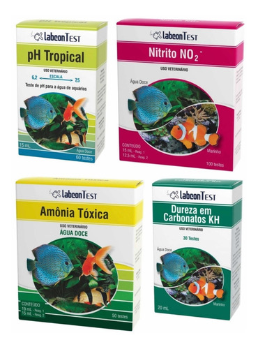 Labcon Test Amônia Tóxica+ Nitrito +dureza + Kh+ Ph Tropical