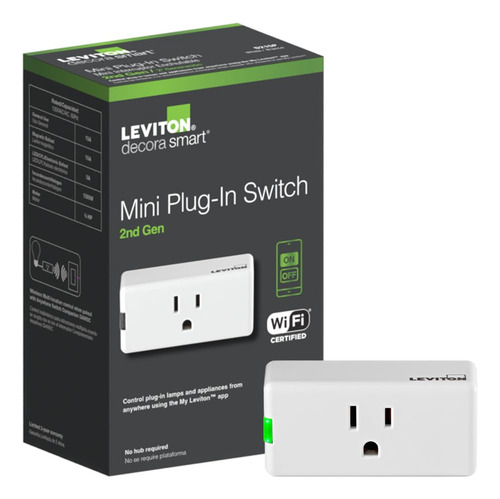 Enchufe Inteligente Leviton Decora Wi-fi 2ª Gen, Compatible