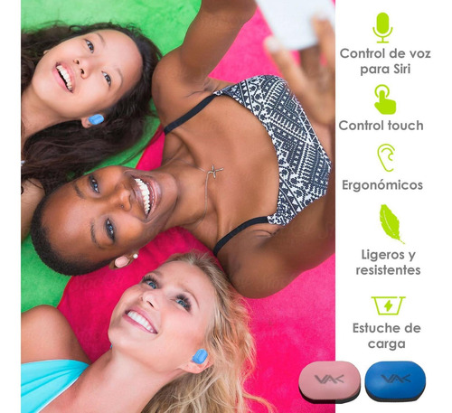 Imagen 4 de 5 de Audifonos Vak T18s Bluetooth Base Led Manos Libres Tws Macar