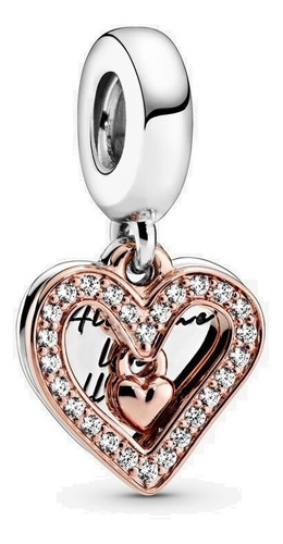 Dije Charm Pandora Te Amo Amor Dos Tonos Oro Rosa Original