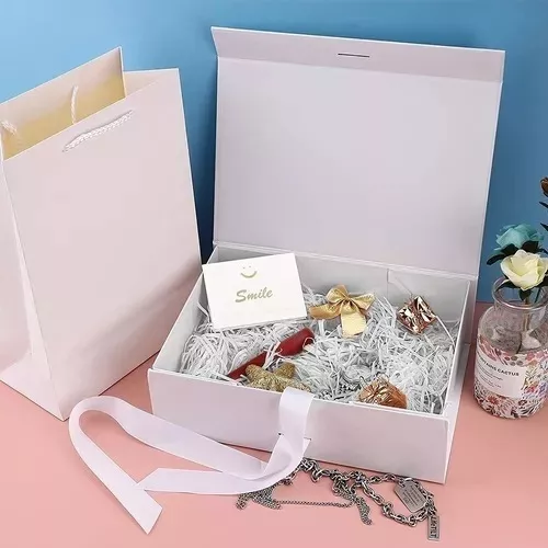 PACK2PACK Caja de regalo plegable de lujo con cinta fija, caja plegable con  cierre magnético, bodas, despedidas de soltera, regalos corporativos