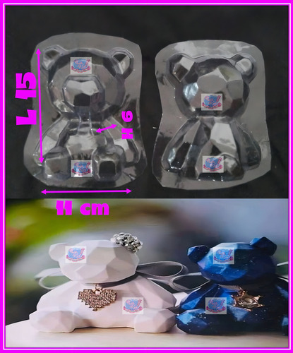 Molde de urso geométrico 3D 15* 11* 6 cm, cor branca