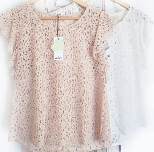 Musculosa Blusa Mujer Encaje Y Volados Verano 2020