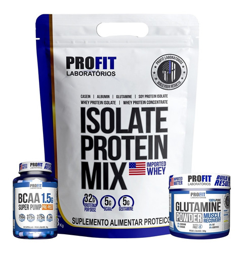 Whey Isolate Protein Mix 1,8kg + Bcaa 60cps + Glutamina 300g