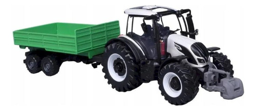 Miniatura Trator Valtra N174 Com Carreta Branco Bburago 3167