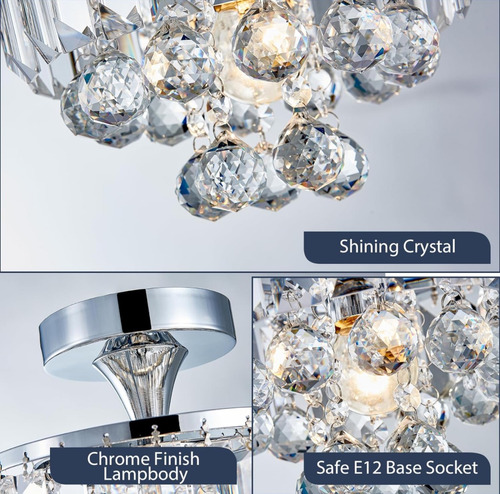 Lámpara Candelabro Colgante Techo E26 E27 Cristal Preciosa