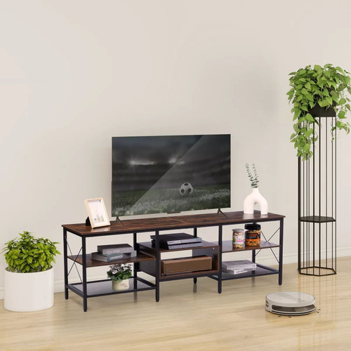 Mueble Tv Moderno Centro Entretenimiento Con Almacenamiento Madera Rústica Con Negro