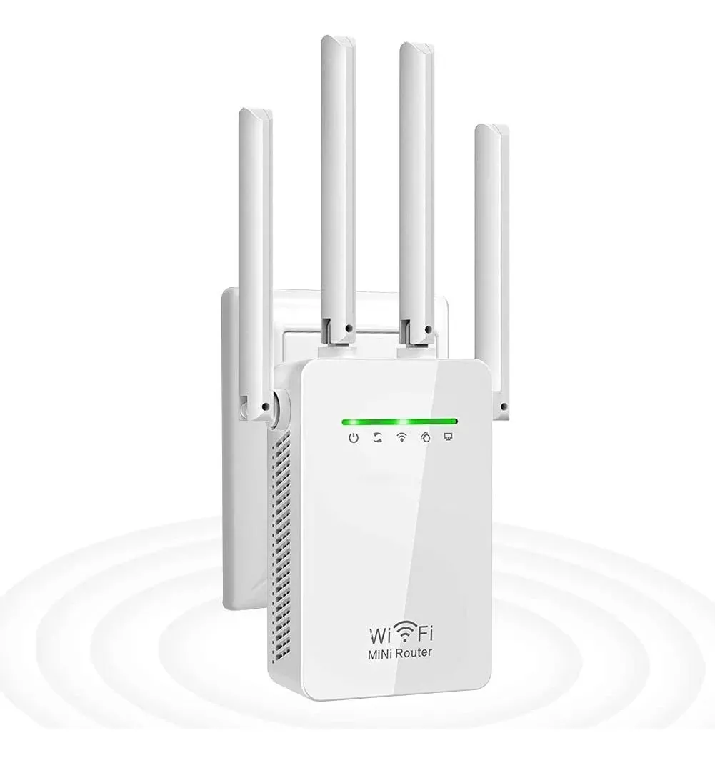 Repetidor Amplificador Señal Wifi 4antenas Rompemuros 2,4ghz Color Blanco