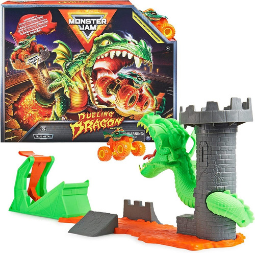 Monster Jam Playset Pista Dragon Lanzador Auto Metalico Orig